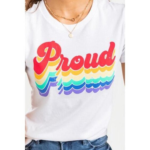 Francesca's | NWT Rainbow Proud Retro Tee 💠 - Picture 5 of 7